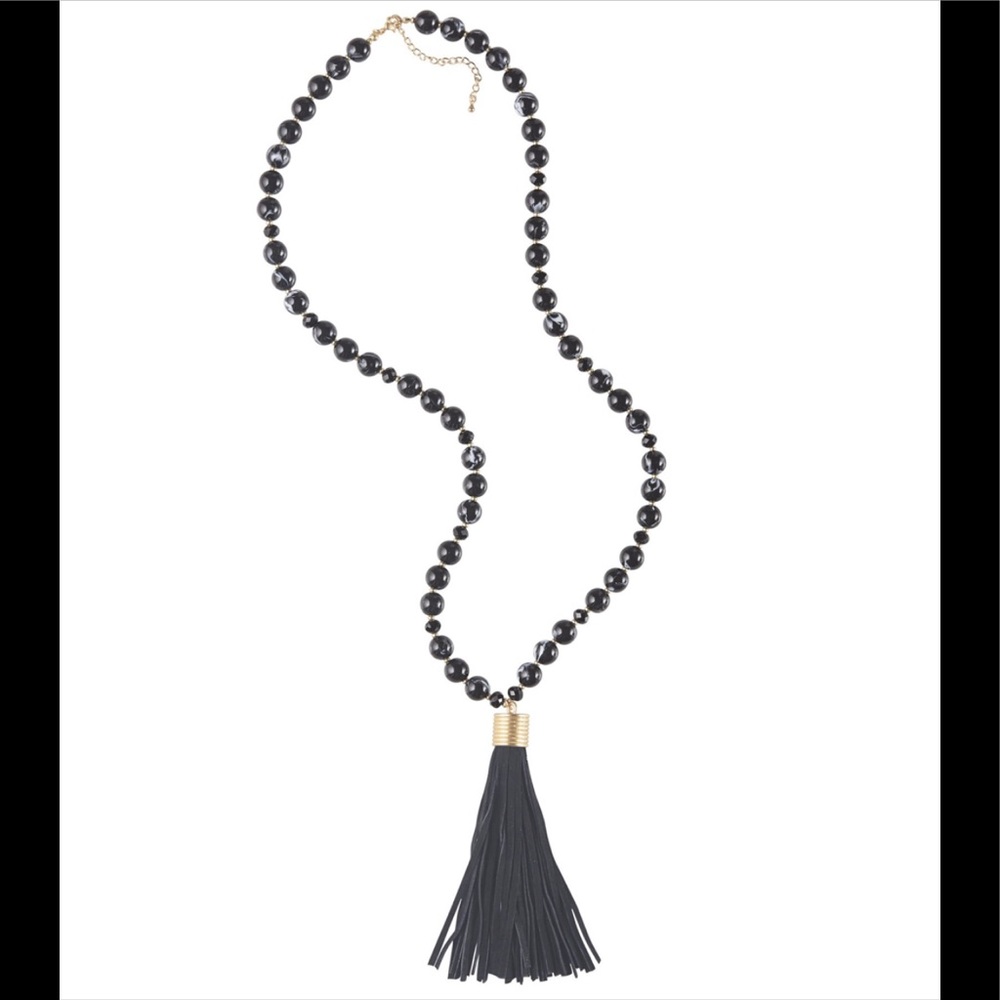 Mudpie Black Tassel Necklace
